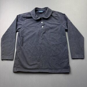 Mini Boden Polo Shirt Boys 9-10Y Blue Long Sleeve Cotton Peter Pan Collar Casual